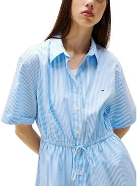 Abito Tommy Jeans Shirt blu e bianco per donna