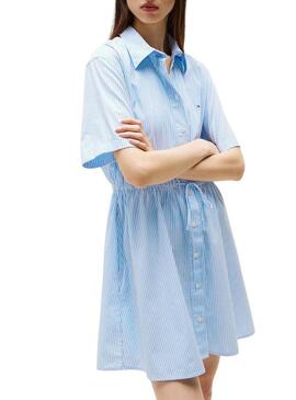 Abito Tommy Jeans Shirt blu e bianco per donna