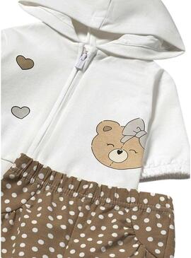 Tuta con cappuccio Mayoral color biscotto marrone per bambino.
