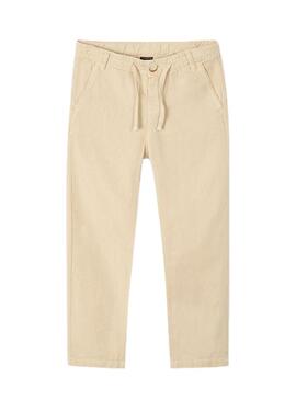 Pantaloni Mayoral in lino lavato beige per bambino