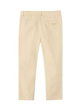 Pantaloni Mayoral in lino lavato beige per bambino