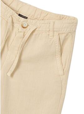 Pantaloni Mayoral in lino lavato beige per bambino