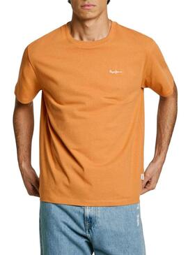 Maglietta Pepe Jeans Contrast Connor arancione per uomo