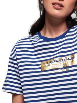 T-Shirt Superdry Stripe Portland Blu Donna