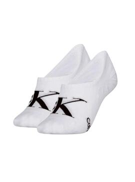 Pacco di calzini Calvin Klein Footie High Cut bianchi per donna.