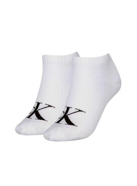 Pacchetto di calze Calvin Klein Sneaker Monogram bianche per donna