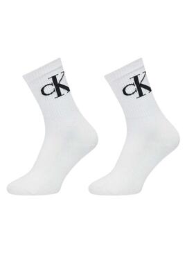 Pacco di calzini Calvin Klein Monogram bianchi da donna.