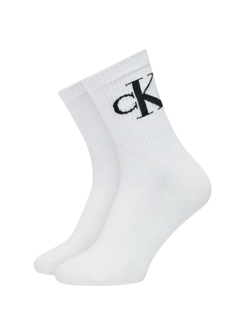 Pacco di calzini Calvin Klein Monogram bianchi da donna.