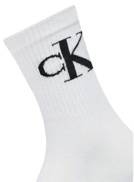 Pacco di calzini Calvin Klein Monogram bianchi da donna.