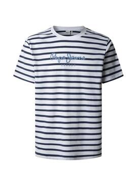 Maglietta a righe Pepe Jeans Striped Eggo blu per uomo