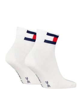 Pacco di due calze Tommy Jeans Uni Quarter Flag bianche per uomo e donna