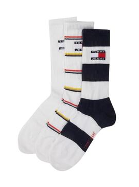 Pacchetto di tre calze Tommy Jeans Uni multicolore per donna e uomo.