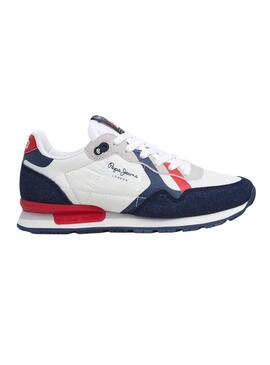 Scarpe Pepe Jeans Brit bianche e blu scuro