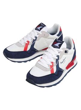 Scarpe Pepe Jeans Brit bianche e blu scuro