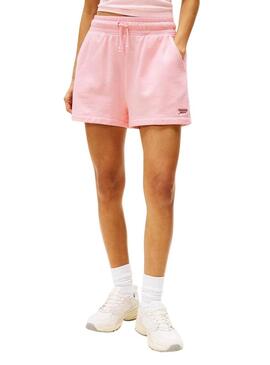 Shorts Tommy Jeans Script rosa per donna.