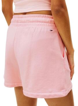 Shorts Tommy Jeans Script rosa per donna.