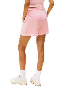 Shorts Tommy Jeans Script rosa per donna.