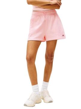 Shorts Tommy Jeans Script rosa per donna.