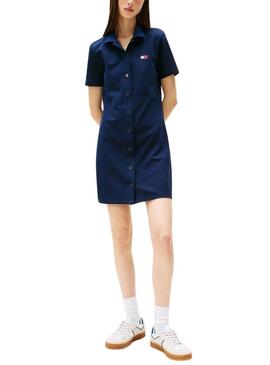 Abito Tommy Jeans Polo Pique blu per donna