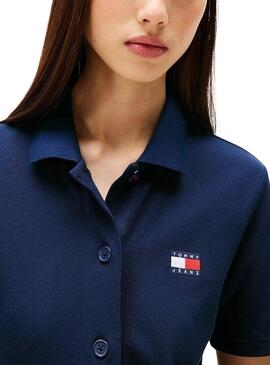 Abito Tommy Jeans Polo Pique blu per donna