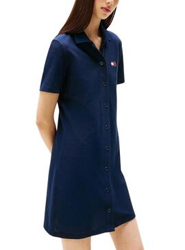 Abito Tommy Jeans Polo Pique blu per donna
