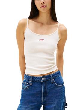 Maglietta Tommy Jeans Strappy bianca per donna