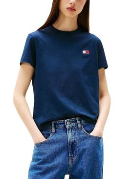 Maglietta Tommy Jeans Badge blu per donna