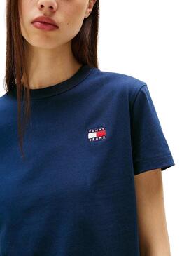 Maglietta Tommy Jeans Badge blu per donna