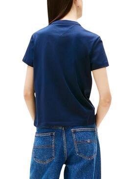 Maglietta Tommy Jeans Badge blu per donna