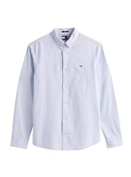 Camicia Tommy Jeans Oxford blu per uomo.