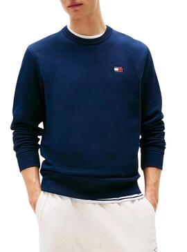 Felpa Tommy Jeans Badge blu scuro per uomo
