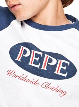 T-Shirt Pepe Jeans Colter bianco Bambino