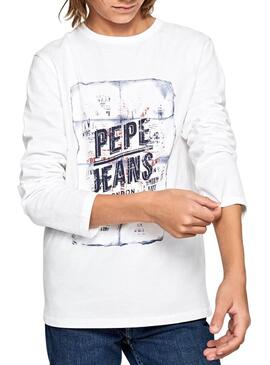 T-Shirt Pepe Jeans Cesar Blanco Bambino