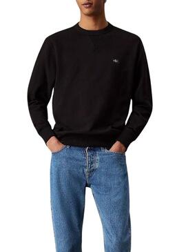 Felpa Calvin Klein Jeans Woven Label nera per uomo
