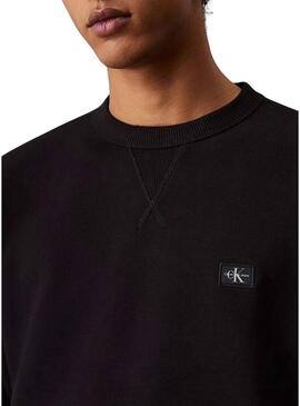 Felpa Calvin Klein Jeans Woven Label nera per uomo