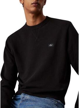 Felpa Calvin Klein Jeans Woven Label nera per uomo