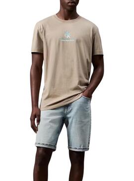 Maglietta Calvin Klein Jeans Shadow logo beige per uomo
