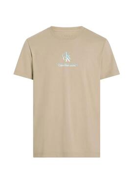 Maglietta Calvin Klein Jeans Shadow logo beige per uomo