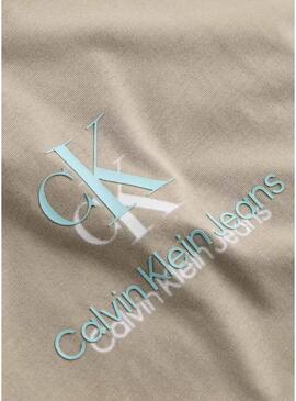 Maglietta Calvin Klein Jeans Shadow logo beige per uomo