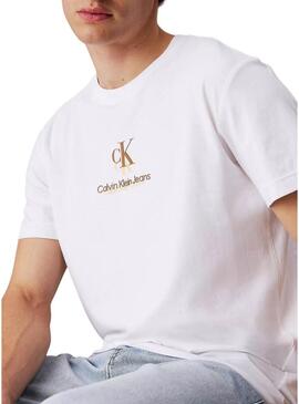 Maglietta Calvin Klein Jeans Shadow logo bianca per uomo