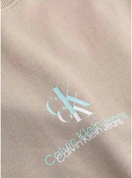 Felpa Calvin Klein Jeans Shadow logo beige per uomo