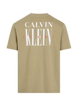 Maglietta Calvin Klein Jeans Serif beige per uomo