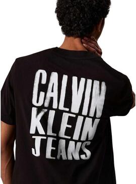 Maglietta Calvin Klein Jeans Painted nera per uomo