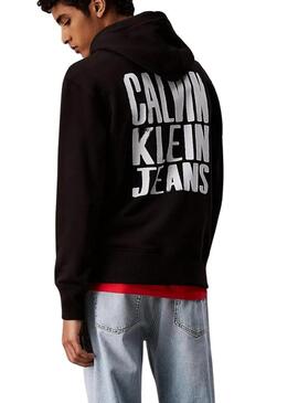 Felpa Calvin Klein Jeans Painted nera per uomo