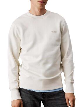Felpa Calvin Klein Jeans Label beige per uomo