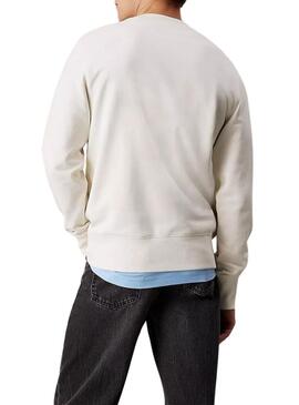 Felpa Calvin Klein Jeans Label beige per uomo