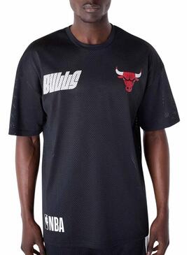 Maglietta New Era Chicago Bulls NBA in mesh nera per uomo