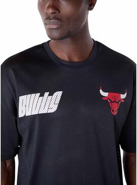 Maglietta New Era Chicago Bulls NBA in mesh nera per uomo