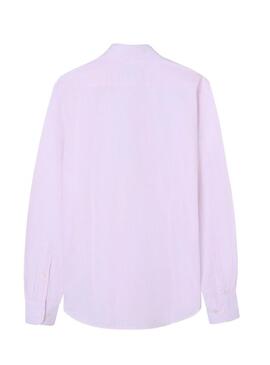 Camicia Silbon a righe rosa e bianche oxford per uomo