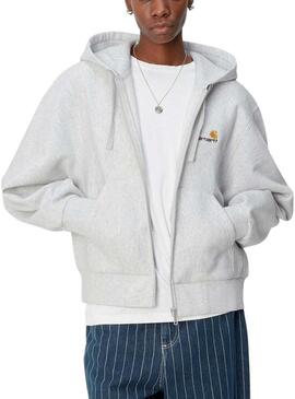 Felpa Carhartt American Zip grigia per donna